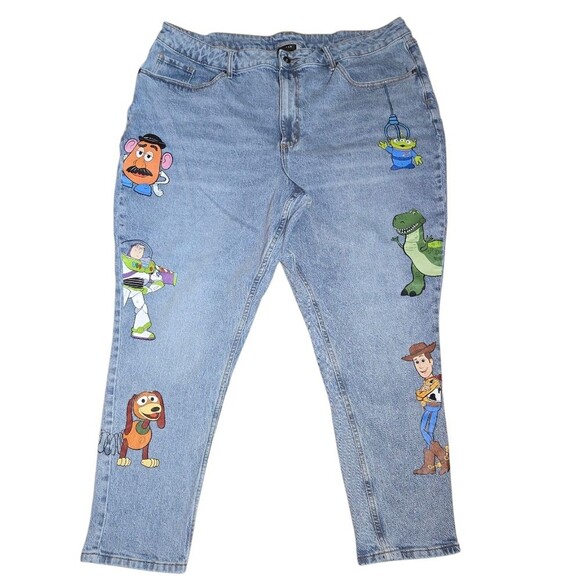 Her Universe / Pixar Toy Story Med-Light Wash High Rise Mom Jeans Plus Size 22 - Picture 2 of 13